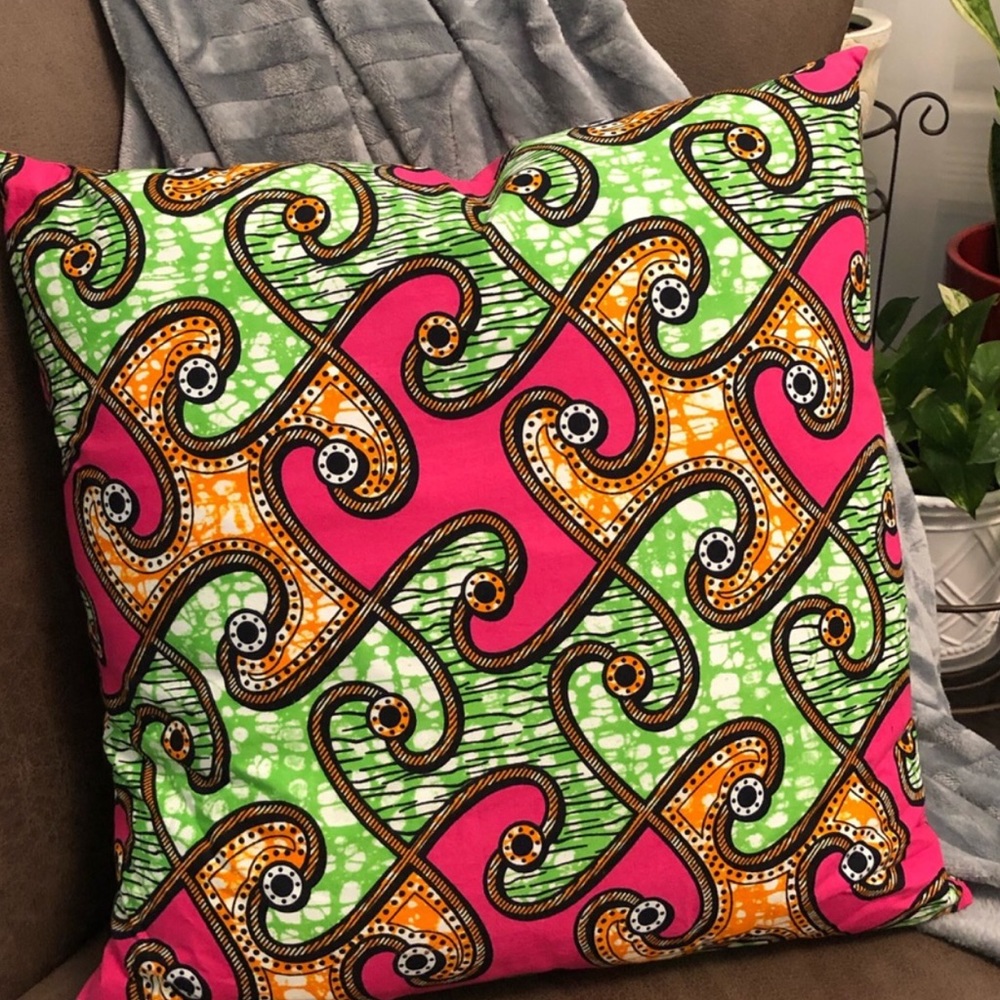Handcrafted Ankara Print 16x16 Accent Pillow Cover